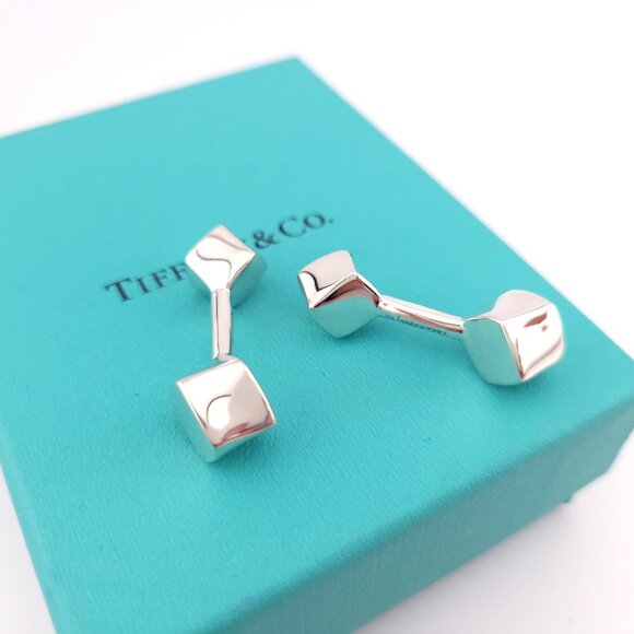 Rare Tiffany & Co. Sterling Silver Frank Gehry Torque Cube Cufflinks Cuff Links